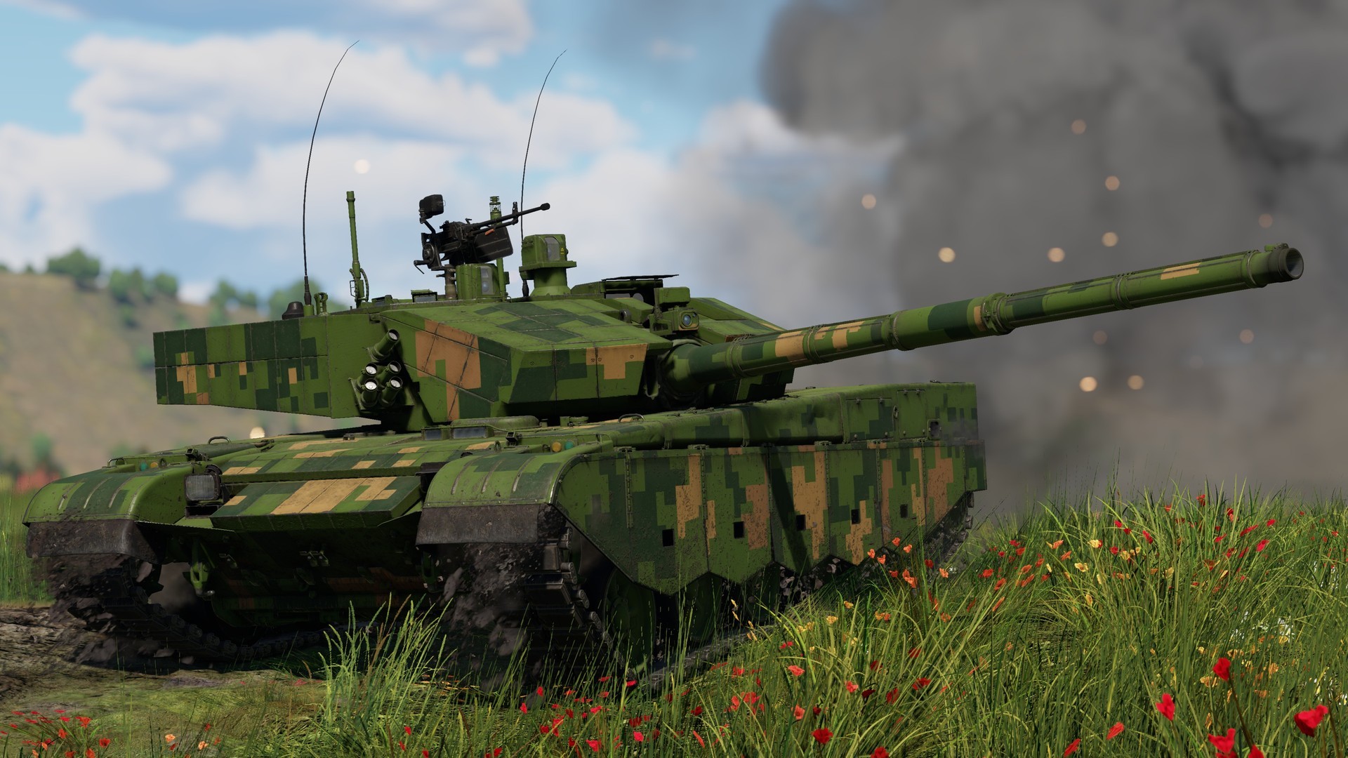 In-game screenshot from War Thunder showing vehicular combat